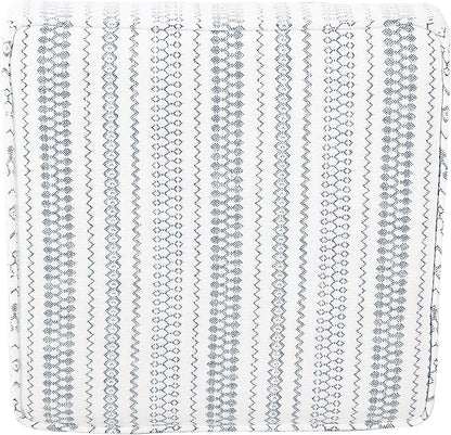 HomePop Home Decor | K7342-F2359 |Classic Square Storage Ottoman with Lift Off Lid | Ottoman with Storage for Living Room & Bedroom, Blue Stripe Large