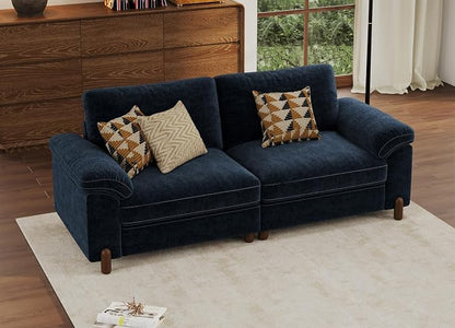 SITJOY Large Cloud Couch, 86" Wide 2 Seater Loveseat, Chenille in Navy Blue | Detachable and Washable Chenille Cover Sectional Sofas for Living Room, Deep Seat Wide Couch