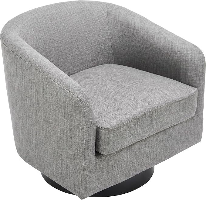 Swivel Accent Chairs Set of 2, Fabric Barrel Club Chair Upholstered Armchair Modern Round Arm Chair for Living Room, Comfy Single Sofa Seating Bedroom Side Reading Seat - Light Gray