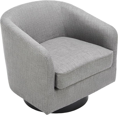 Swivel Accent Chairs Set of 2, Fabric Barrel Club Chair Upholstered Armchair Modern Round Arm Chair for Living Room, Comfy Single Sofa Seating Bedroom Side Reading Seat - Light Gray
