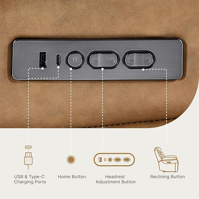 KISLOT Power Recliner Chair Set of 2, Wall Hugger Recliner with Adjustable Headrest and Footrest Dual Motor Electric Faux Leather Reclining Sofa with USB/Type-C Charging for RV Living Room Bedroom