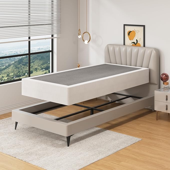 SHLAND Twin Box Spring - 10 Inch Heavy Duty High Profile Metal Box Springs for Twin Bed, Mattress Foundation with Fabric Cover, Easy Assembly