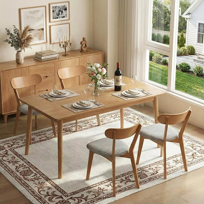 100% Solid Wood Dining Chairs,Mid Century Modern Dining Chairs with Rounded Backrest,Kitchen,Dining Room Chairs Set of 1/2/4 (6, Original Color Grey Upholstery)