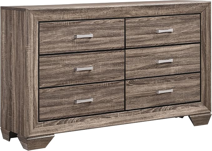 Coaster Home Furnishings Kauffman Transitional 4-Piece Bedroom Set California King Size Panel Bed Frame 54-inch Headboard Washed Taupe 204191KW-S4