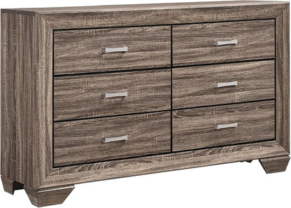 Coaster Home Furnishings Kauffman Transitional 5-Piece Bedroom Set California King Size Panel Bed Frame 54-inch Headboard Washed Taupe 204191KW-S5