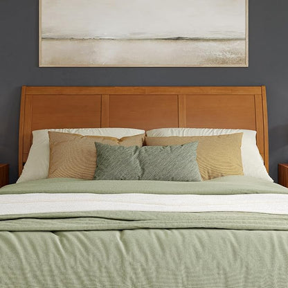 AFI, Portland King Sleigh Solid Wood Panel Headboard, Light Toffee
