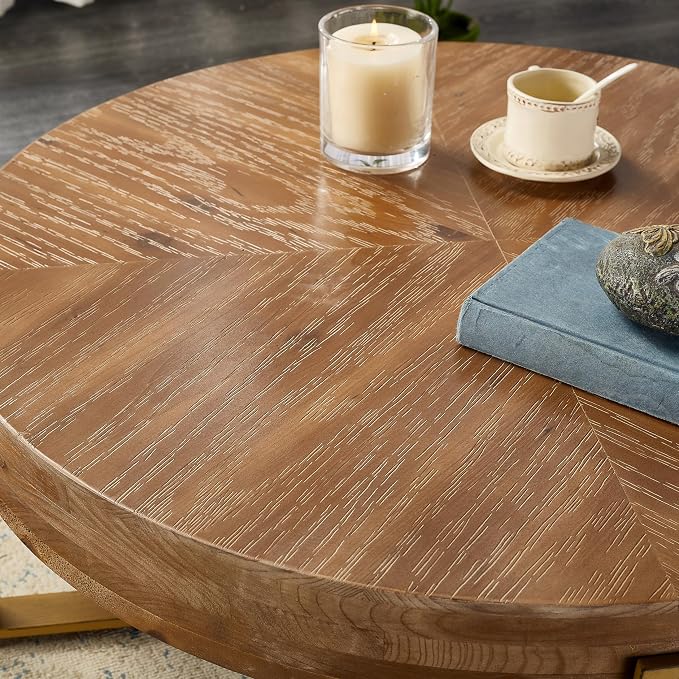 Round Wood Coffee Table, Espresso, 32.28" D x 32.28" W x 17.72" H
