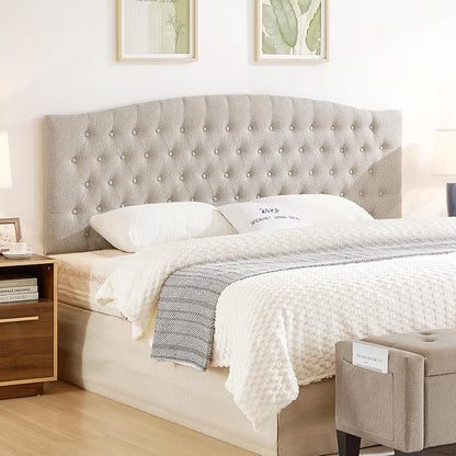 24KF Upholstered Tufted Button Linen Wall Mounted Headboard,Comfortable Fashional Headboard King/CA King Size, 6055-K-Linen