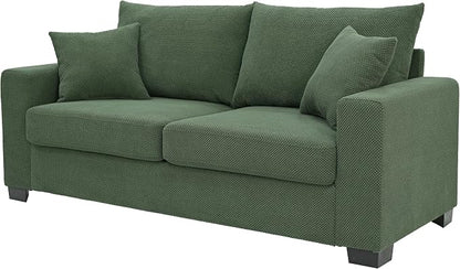 Ball & Cast 69" Loveseat Sofa, Modern Love Seat Couches for Living Room,Upholstered 2 Seater Small Couch with Throw Pillows for Bedroom,Apartment,Office,Easy Assembly,Dark Green