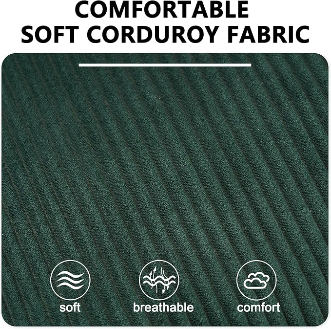 84.6” Corduroy Loveseat with Ottoman, Oversized Double Chaise Lounge Chair Indoor Deep Seat Two Seater Couch Cloud Couch Modular Sectional Sofa for Living Room(Corduroy Green)