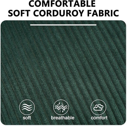 84.6” Corduroy Loveseat with Ottoman, Oversized Double Chaise Lounge Chair Indoor Deep Seat Two Seater Couch Cloud Couch Modular Sectional Sofa for Living Room(Corduroy Green)