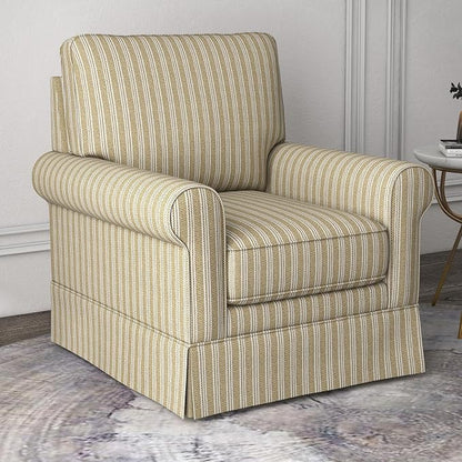 INZOY Swivel Accent Chair Set of 2, Mid Century Modern Reading Chair, Upholstered Swivel Square Chair for Living Room Bedroom Small Spaces, Fully Assembled, Brown Stripe