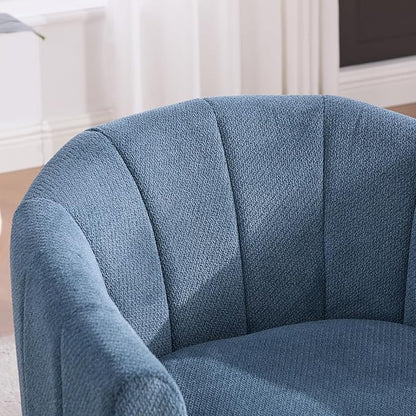 Swivel Accent Chair, 360 Degree Round Swivel Barrel Chair for Living Room, Mid Century Modern Upholstered Accent Chair,Comfy Tufted Sofa Armchairs for Bedroom,Nursery,Chenille,Blue