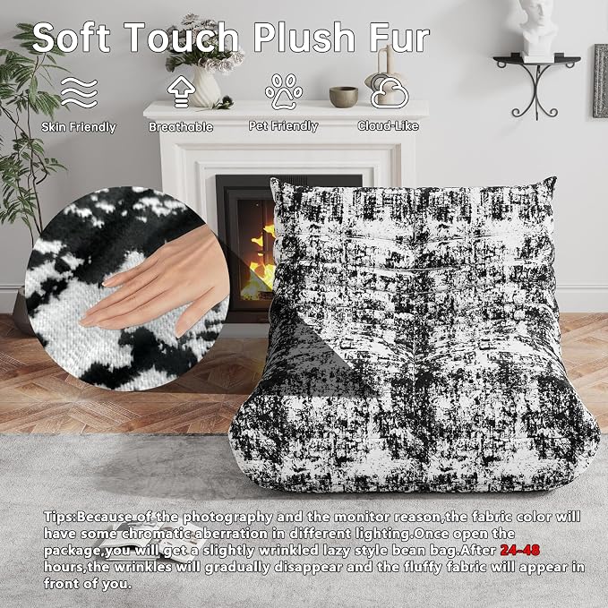 WHGBJA Bean Bag Chair for Adults, Lazy Bean Bag Sofa for Bedroom, Living Room, Reading, Gaming Floor Sofa Chair, Boneless, Comfy