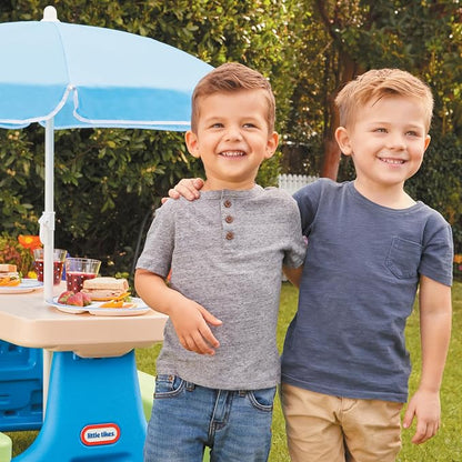 Little Tikes Easy Store Picnic Table with Umbrella, Multi Color, 42.00''L x 38.00''W x 19.75''H