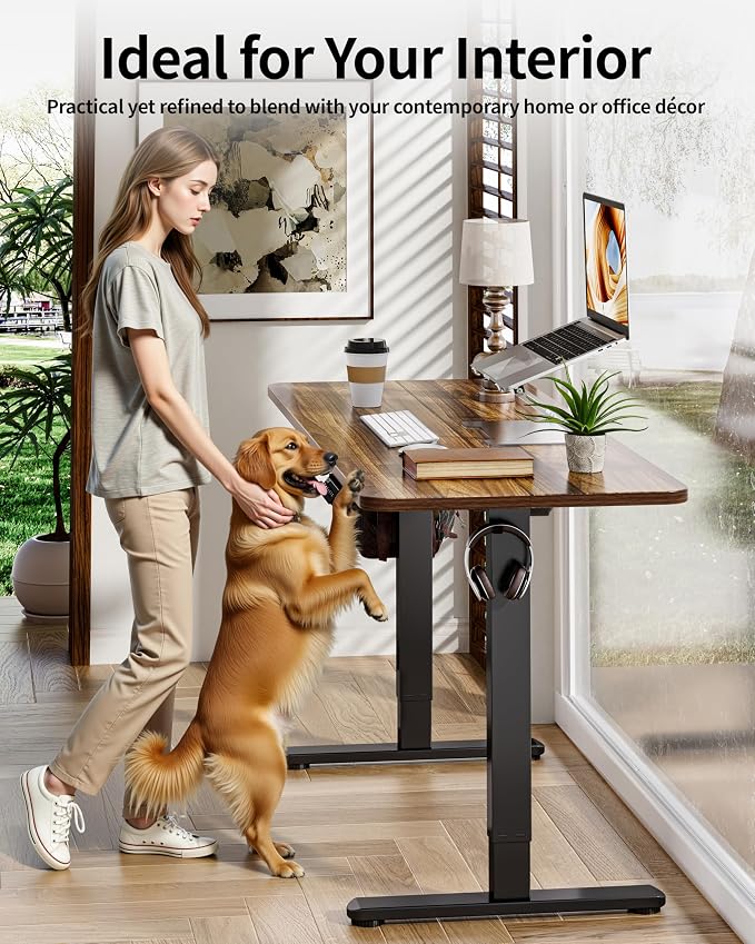 BIZUM Electric Standing Desk 63 x 24 Inch Computer Desk-Gaming Desk Dark Walnut Home Office Desks Height Adjustable Memory Stand Up Computer Workstation