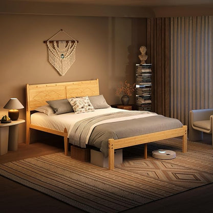 RLDVAY 14 Inch Bamboo King Size Bed Frame, Platform Bamboo Wood Bed with Headboard, No Box Spring Needed, Heavy Duty Metal Slats, Easy Assembly, Noise Free, Bed Frame King