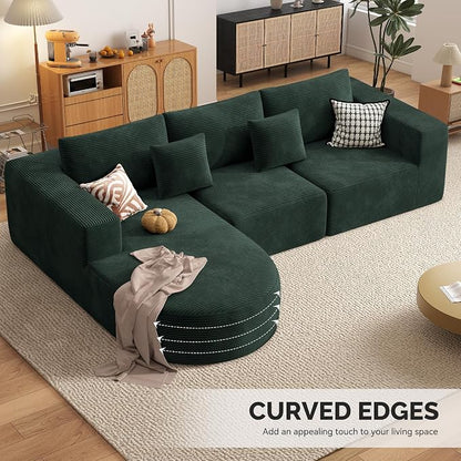 Boneless Couches for Living Room,Cloud Sectional Couch with L-Shape Chaise,Modern Modular Sofa with Deep Seat Upholstered Comfy Couches for Bedroom,No Assembly Required,1PCS