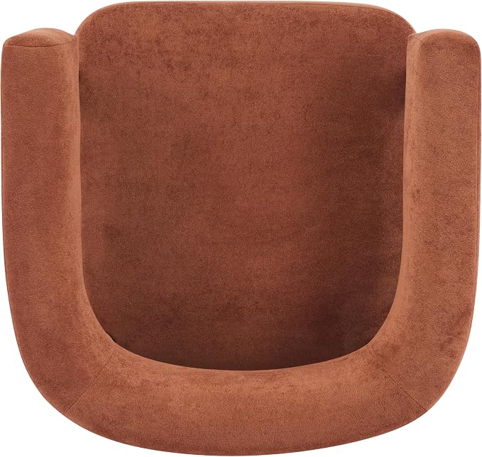 Christopher Knight Home Carly Low Profile Accent Chair, Boucle Upholstered Barrel Chair, Comfy Reading Chair for Bedroom, Wooden Single Lounge Sofa, Burnt Orange