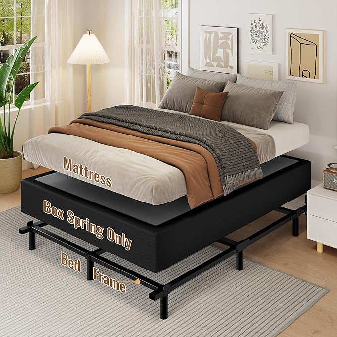 King Size 10 Inch Box Spring - Heavy Duty Metal Mattress Foundation (2500lbs Capacity), Noise-Free, Easy Assembly with Removable Fabric Cover