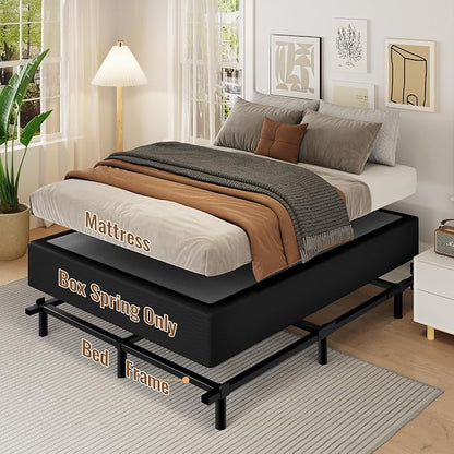 Queen Size 10 Inch Box Spring - Heavy Duty Metal Mattress Foundation (2500lbs Capacity), Noise-Free, Easy Assembly with Removable Fabric Cover