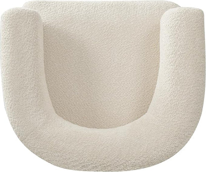 Merax 31.7" Mid-Century Teddy Fleece Barrel Accent Chair, Almond | Almond Teddy Fleece Upholstered Armchair, Modern Wraparound Lounge Chair for Living Room, Bedroom, Entryway