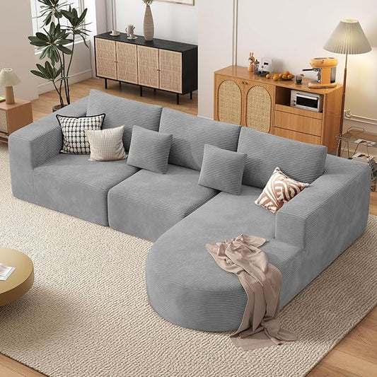 Boneless Couches for Living Room,Cloud Sectional Couch with L-Shape Chaise,Modern Modular Sofa with Deep Seat Upholstered Comfy Couches for Bedroom,No Assembly Required,1PCS