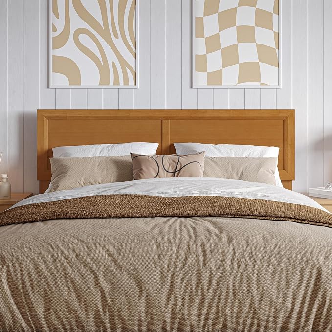 AFI, Sophia Adjustable Modern Full Wood Headboard, Light Toffee