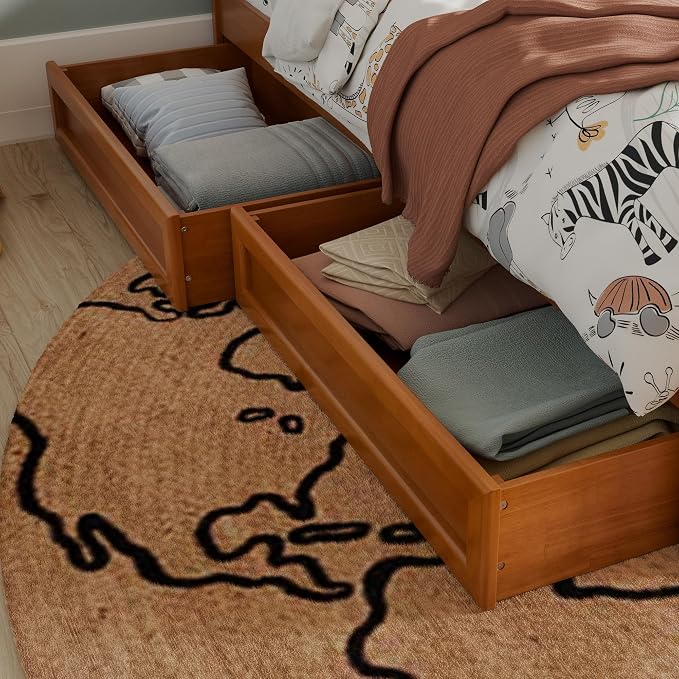 AFI, Mid-Century Modern Under Bed Storage Drawers, Twin/Full, Light Toffee