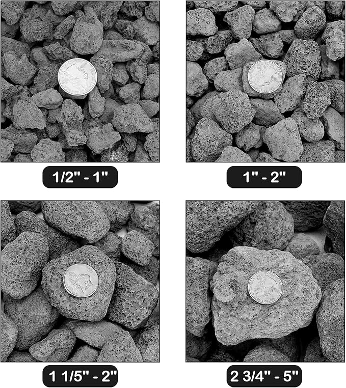 Stanbroil 10 Pounds Black Lava Rock Granules, Decorative Landscaping for Fire Bowls, Fire Pits, Gas Log Sets, Indoor or Outdoor Fireplaces(1 1/5" - 2")