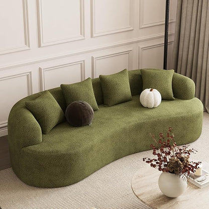 107" Curved Sofa for Living Room, Modern Chenille Cloud Couch Sofa, Luxury Plush Extra Deep 4-Seater Oversized Boucle Couch for Small Spaces, Apartment‌, No Assembly Required, Green