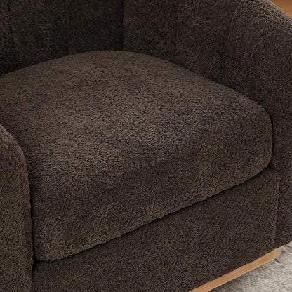Swivel Barrel Chair, 360 Degree Round Swivel Accent Chair for Living Room, Mid Century Modern Upholstered Accent Chair,Comfy Tufted Sofa Armchairs for Bedroom,Nursery,Boucle,Charcoal