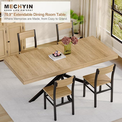 Extendable Dining Room Table for 4 6 8, 55"-71" Long Rectangle Kitchen Table,Wood Expandable Dining Table with Hidden Leaf & Storage, Space Saving, For Kitchen Dining Living Room, Farmhouse, Oak