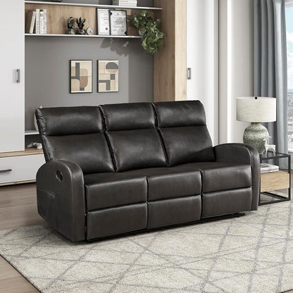 Lexicon Manual Reclining Sofa, Faux Leather Recliner Sofa, Wall Hugger, Track Arms, Magazine Pockets, Manual Dual Recliners Couch for Living Room/Office/Apartment, Easy Assembly, Espresso