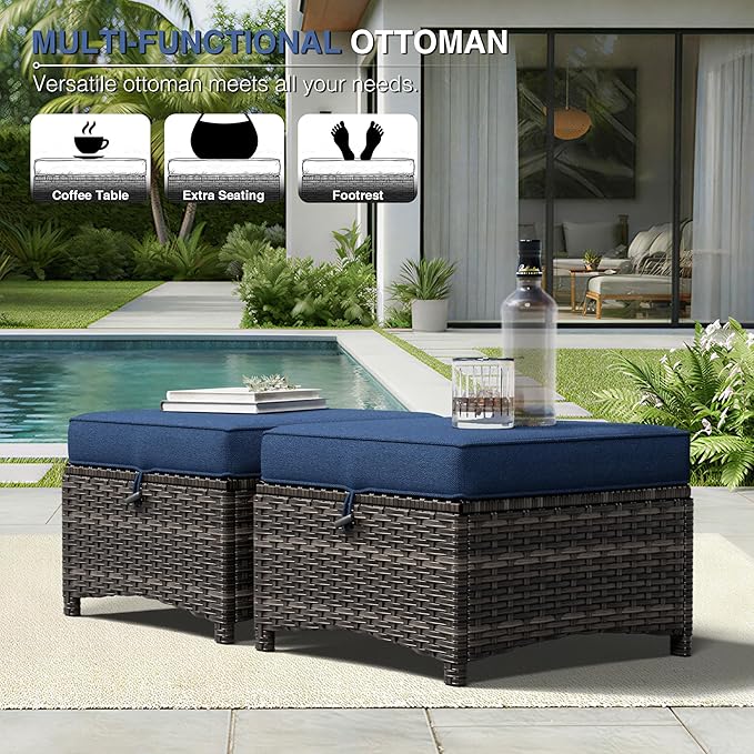 Joyside Outdoor Patio Couch Set, Outdoor Wicker Sofa with High Back, Deep Seating, Wide Armrest, Thickened Cushions, Patio Sofa for Deck, Porch Use