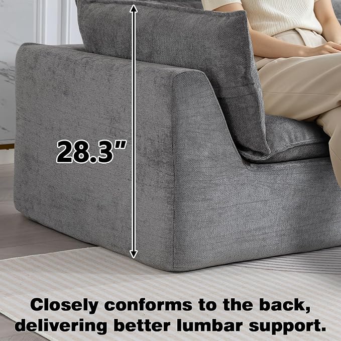 Boneless Couch Sectional Sofas Cloud Couches for Living Room | 130'' Modern Modular Cloud Sofa with Pillows and Ottoman for Bedroom