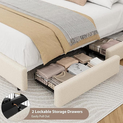 Garvee Full Size Bed Frame with 2 Storage Drawers and Upholstered Headboard