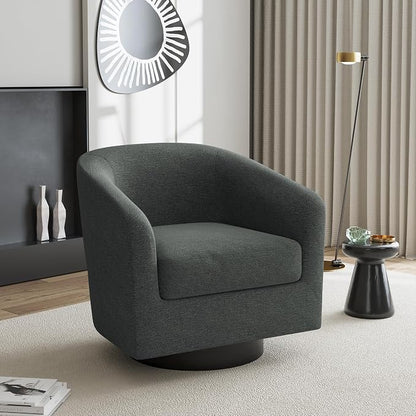 Swivel Accent Chair, Chenille Barrel Chairs Upholstered Armchair for Living Room, Modern Round Arm Chair Small Single Sofa Bedroom Reading Seat - Gray