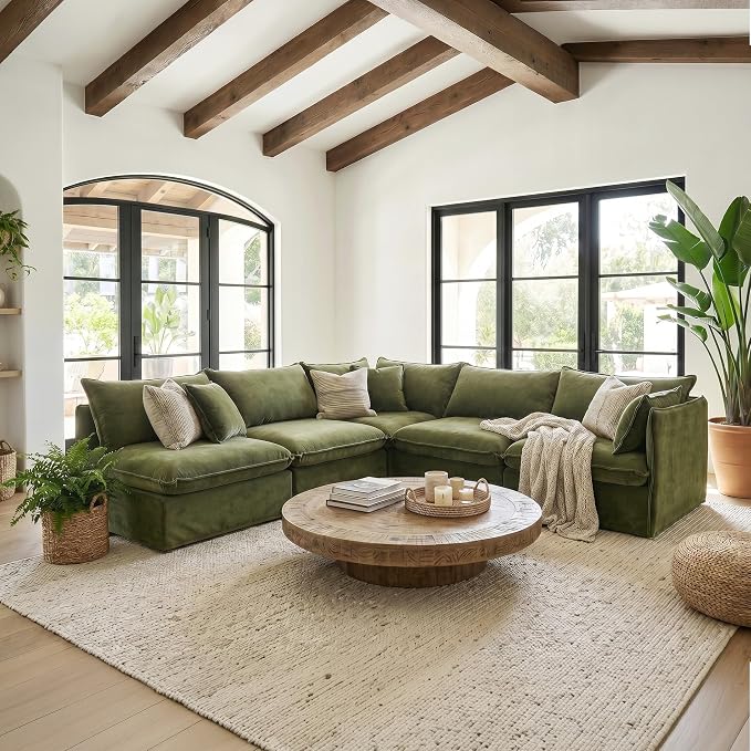 Cloud Modular Corner Sectional, Oversized Deep Seat Comfort, Luxe Chenille | Fully Removable Washable Covers, Memory Foam Seat Cushions, Premium Fabric