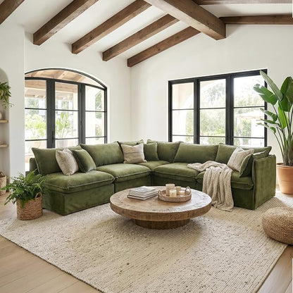 Cloud Modular Corner Sectional, Oversized Deep Seat Comfort, Luxe Chenille | Fully Removable Washable Covers, Memory Foam Seat Cushions, Premium Fabric