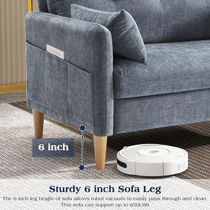 Hanherry Loveseat Sofa, 47” Small Couch for Living Room, Comfy Chenille Fabric Love Seat for Bedroom with Throw Pillow,Removable Cushion Cover,Couches for Small Space,Apartment,Dorm