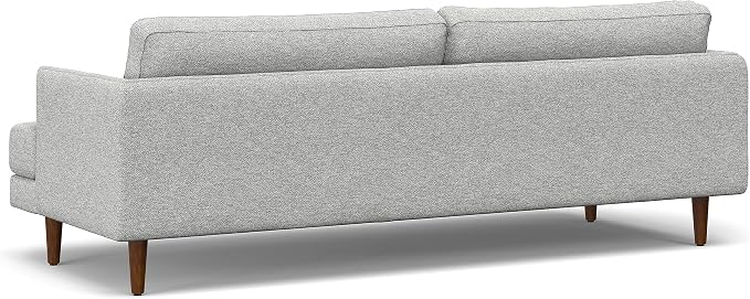 SIMPLIHOME Livingston 90-inch Wide Sofa in Mist Grey Woven-Blend Fabric, Handcrafted Mid-Century Modern Oversized 3-Seater Couch Sofa for Living Room or Family Room, Solid Wood Frame