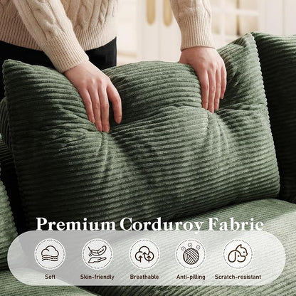 Homkdom 98" Boneless Couches for Living Room, L-Shape Modular Sectional Sofa with Deep Seat Oversized Right Facing Chaise, Cloud Couch for Apartment, Small Space (Green)