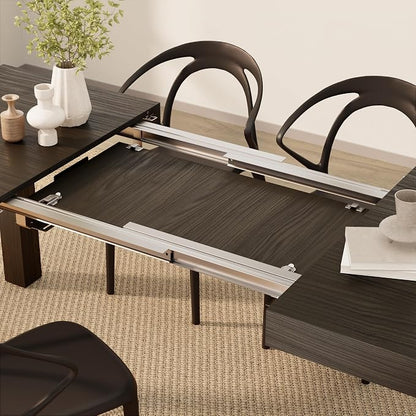 Mobili Fiver, First Extendable Table, 47.2(78.7) x31.5 in, Dark Walnut, for 6-8 People, Expandable Dining Table for Kitchen, Living Room, Italian Furniture