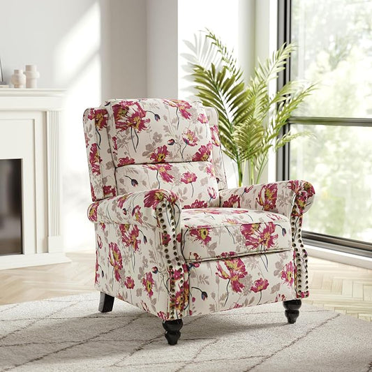 Recliner Chair, Modern Pushback Armchair with Adjustable Backrest & Footrest for Bedroom, Living Room