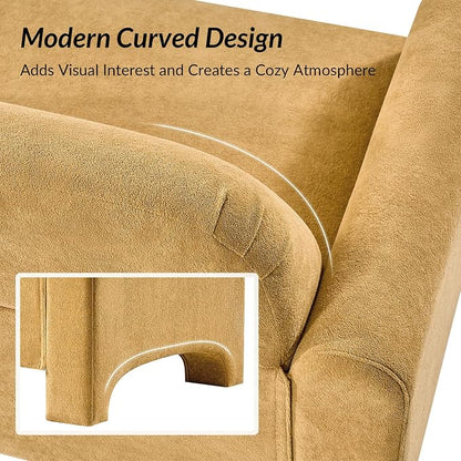 HULALA HOME 60" Modern Curved Loveseat Sofa, Comfy Chenille Couch Small Love Seat with Wrapped Armrests, 2 Seater Sofa for Living Room, Easy Assembly, Camel