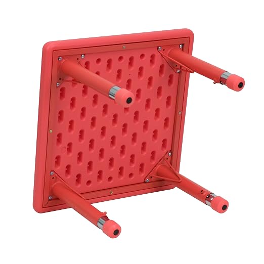 EMMA + OLIVER 24" Square Red Plastic Height Adjustable Activity Table