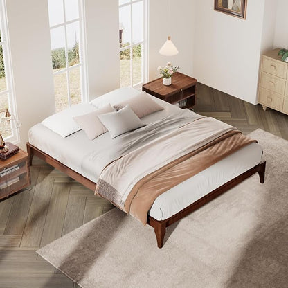 Merax King Size Solid Dry Bamboo Wood Platform Bed | Mid-Century Modern Bed Frame with Wood Slat Support, No Box Spring Needed, Easy Tool-Free Assembly, Chocolate