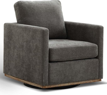 Aoiy & Wifon 30.7" W Swivel Accent Chair, Mid Century Modern Swivel Chair for Living Room, Comfy Small Accent Chair, Wavy Chenille, Charcoal