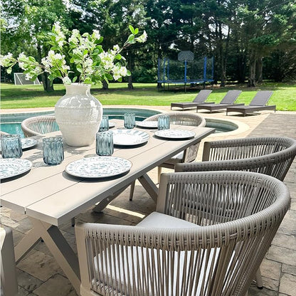 PURPLE LEAF Patio Dining Set for 10 All-Weather Wicker 11 Piece Aluminium Outdoor Table and Chairs Set Included Cushions for Backyard Indoor Decor Kitchen Modern Outdoor Furniture Set Champagne
